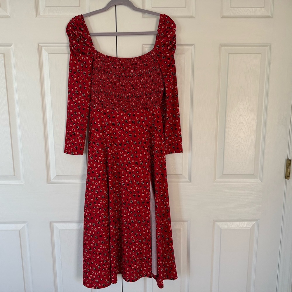 Alexia Admor Red Sequin Puff Sleeve Sundress